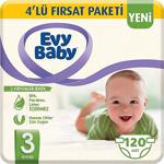 Evy Baby 3 Beden Midi 4'Lü Fırsat Paketi 120'Li Bebek Bezi