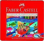Faber Castell 24 Renk Metal Kutu Aquarel Kuru Boya Kalemi