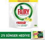 Fairy Hepsi Bir Arada 120 Yıkama Bulaşık Makinesi Deterjanı Kapsülü Limon Kokulu + 2'li Sünger