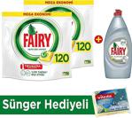 Fairy Hepsi Bir Arada Limon 120 Adet 2'li Paket Kapsül + Platinum Sıvı Bulaşık Deterjanı Limon 870 ml