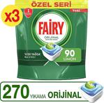 Fairy Hepsi Bir Arada Limon Özel Seri 90 Adet 3'lü Paket Bulaşık Makinesi Tableti