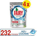 Fairy Platinum Ferah Mavi Hızlı Çözünme 58 Adet 4'lü Paket Bulaşık Makinesi Kapsülü