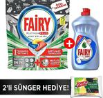 Fairy Platinum Plus 75 Yıkama Bulaşık Makinesi Kapsülü + 500 Ml Sıvı Hijyen + Sünger