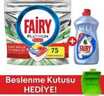 Fairy Platinum Plus 75 Yıkama Kapsül+ Platinum 500 Ml Hijyen +Beslenme Kutusu Hediye