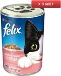 Felix Somon ve Alabalıklı 400 gr 5'li Paket Yetişkin Kedi Konservesi
