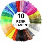 Filament 3D Kalem 3D Pen Yazıcı Için 10 Renk 10 Metre (10 X 1 Metre) Pla