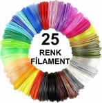 Filament 3D Kalem Yazıcı Için 25 Renk 25 Metre (25 X 1 Metre) Pla