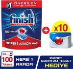 Finish Bulaşık Makinesi Deterjanı Hepsi Bir Arada Tablet 100'Lü + Quantum 1 Tablet 10 Adet