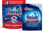 Finish Bulaşık Makinesi Hepsibirarada Tablet 100'Lü + Tuz 1500 Gr