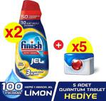 Finish Hepsi Bir Arada 2X1000 Ml Konsantre Jel Limon Bulaşık Makinesi Deterjanı + 5 Quantum Tablet