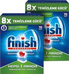 Finish Hepsi Bir Arada 8X Temizleme Gücü 70 Adet 2'li Paket Bulaşık Makinesi Tableti