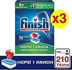 Finish Hepsi Bir Arada 8X Temizleme Gücü 70 Adet 3'Lü Paket Bulaşık Makinesi Tableti