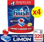 Finish Hepsi Bir Arada Limon 80 Adet 4'Lü Paket Bulaşık Makinesi Tableti