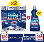 Finish Quantum 120 Tablet Bulaşık Makinası Deterjanı Limon (60x2) + Parlatıcı 2x400 ml