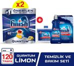 Finish Quantum 120 Tablet Bulaşık Makinesi Deterjanı Limon (60x2) + Finish Temizlik Ve Bakım Seti