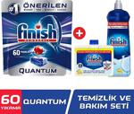 Finish Quantum 60 Tablet Bulaşık Makinesi Deterjanı + Parlatıcı 800 Ml Limon + Makine Temizleyici Sıvı 250 Ml