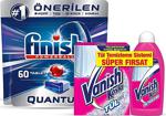 Finish Quantum 60 Tablet Makine Deterjanı + Vanish Kosla Tül Temizleyici Toz 450 Gr + Tül Parlatıcı 500 Ml