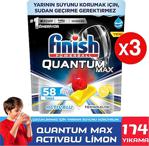 Finish Quantum Max Bulaşık Makinesi Deterjanı Limon 3 X 58 Tablet