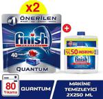 Finish Quantum Tablet 40X2+Bulaşık Makinesi Temizleyici 2X250 Ml