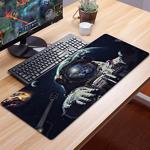 Fi̇tgame 70X30 Xl Astronot Kedi 3Mm Kaymaz Kauçuk Taban Oyuncu Gaming Mouse Pad