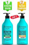 Fitness Professional Saç Düzleştirici Keratin Bakımı Brezilya Fönü & Parabensiz Buğday Proteinli Tuzsuz Şampuan Seti