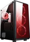 Gaming 300W Psu 4Xsingle Color Red Fan 2X2.0 Usb Mid Tower Oyuncu Bilgisayar Kasası