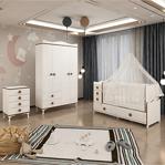 Garaj Home Melina Yıldız 4 Kapaklı Bebek Odası Takımı Sümela- Yatak Ve Uyku Seti Kombinli- Uykuseti Beyaz