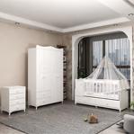 Garaj Home Pırlanta Yıldız 4 Kapaklı Bebek Odası Takımı - Yatak Ve Uyku Seti Kombinli- Uykuseti Beyaz