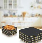 Gelgör Ekmeklik Ekmek Sepeti Çok Amaçlı Metal Kutu Lüx Gold Paslanmaz Sepet Siyah Kumaş