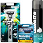 Gillette Gilette Mach3 Makine 1Up + Mach3 4'Lü Yedek Bıçak + 200Ml Traş Köpüğü Sinek Kaydı