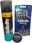 Gillette Şampiyonlar Ligi Özel 8'Li Blue 3 Tıraş Bıçağı + Tıraş Köpüğü + Nivea Men Krem 30 Ml