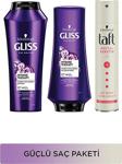 Gliss Intense Therapy Şampuan 500 Ml + Saç Kremi 360 Ml + Taft Keratin Sprey 250 Ml Güçlü Saç Seti