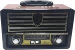 Glr M-113Bt Nostaljik Kumandalı Radyo Bluetooth Hoparlör Fm/Am/Sw Usb/Tf Kahverengi