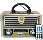 Glr Meier M-113Bt Nostaljik Radyo Bluetooth Usb-Aux Uzaktan Kumandalı Hoparlör 113 Açık Kahverengi 0381