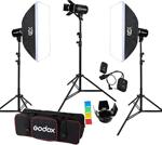 Godox E250 Ws 3'Lü Softbox Paraflaş Seti