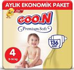 Goon Premium Bebek Bezi 4 Beden 9-14 Kg Jumbo Paket 136 Adet