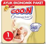 Goon Premium Soft 1 Numara Yenidoğan 60'lı 4 Paket Bebek Bezi