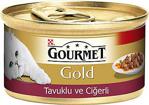 Gourmet Gold Parça Etli Soslu Tavuklu ve Ciğerli 85 gr 12'li Yetişkin Kedi Konservesi