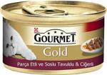 Gourmet Gold Parça Etli Soslu Tavuklu ve Ciğerli 85 gr 24'lü Paket Yetişkin Kedi Konservesi