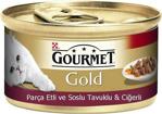 Gourmet Gold Parça Etli Soslu Tavuklu ve Ciğerli 85 gr Yetişkin Kedi Konservesi