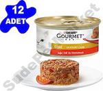 Gourmet Gold Savoury Sığır Eti ve Domates 85 gr 12'li Paket Yetişkin Kedi Konservesi