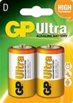 Gp Batteries Gp13Au Ultra Alkalin Lr20/E95/D Boy Kalın Pil, 1.5 Volt, 2'Li Kart