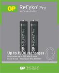 Gp Batteries Recyko+ Pro Aaa 800 Mah Ince Ni-Mh Şarjlı Pil, 1.2 Volt, 2'Li Kart