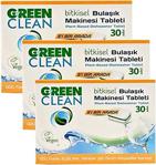 Green Clean Bitkisel Bulaşık Makinesi Tableti 30'Lu X 3 Adet