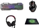 Gringo Pro Gaming Klavye Mouse Seti +Mousepad + Mikrofonlu Kulaklık - Siyah