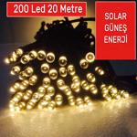 Güneş Enerjili Solar İp Yılbaşı Bahçe Süs 200 Led Işık 20M Modlu