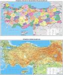 Gürbüz Türkiye Haritası - Çift Taraflı (Fiziki + Siyasi) Harita -21012