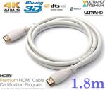 Hdmi Kablo 4K 1.8M Ultra Hd 4K 60Hz 2160P Yüksek Hız Kablo Beyaz