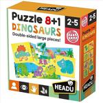 Headu 8+1 Puzzle Dinosaurs (2-5 Yaş Dinozor Çift Taraflı Yapboz)