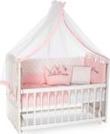 Heyner Ahşap Beşik Anne Yanı Beşik Sallanır Beşik Beyaz 60X120 + Pembe Prenses Uyku Seti + Yatak